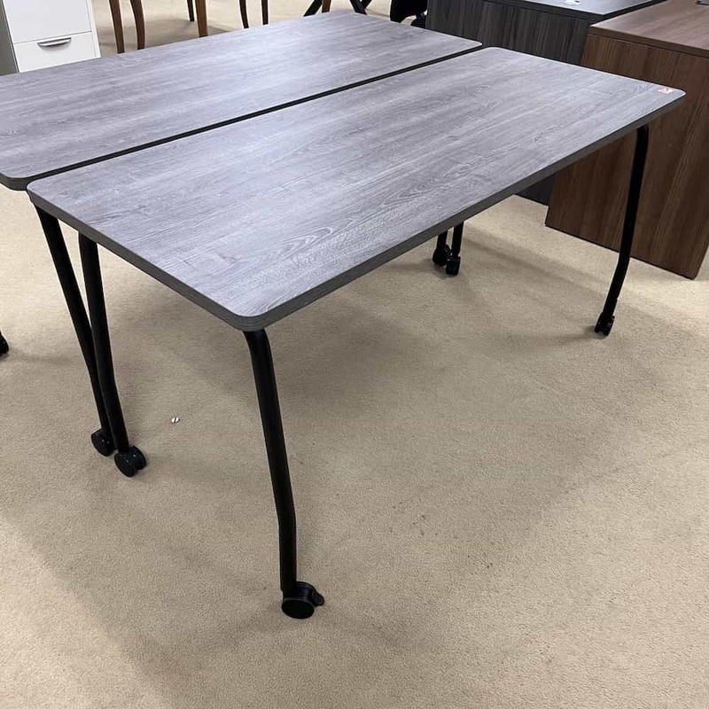 60″ Grey and Black Modern Training Table on Wheels Office Furniture Liquidations