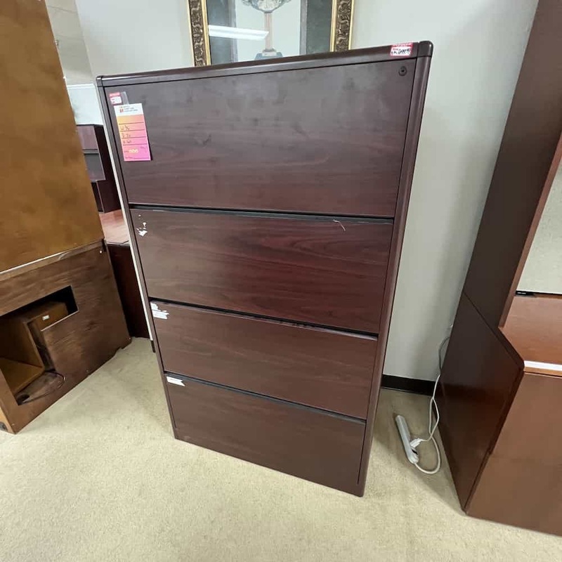 60″ High Mahogany 4 Drawer Lateral File Office Furniture Liquidations