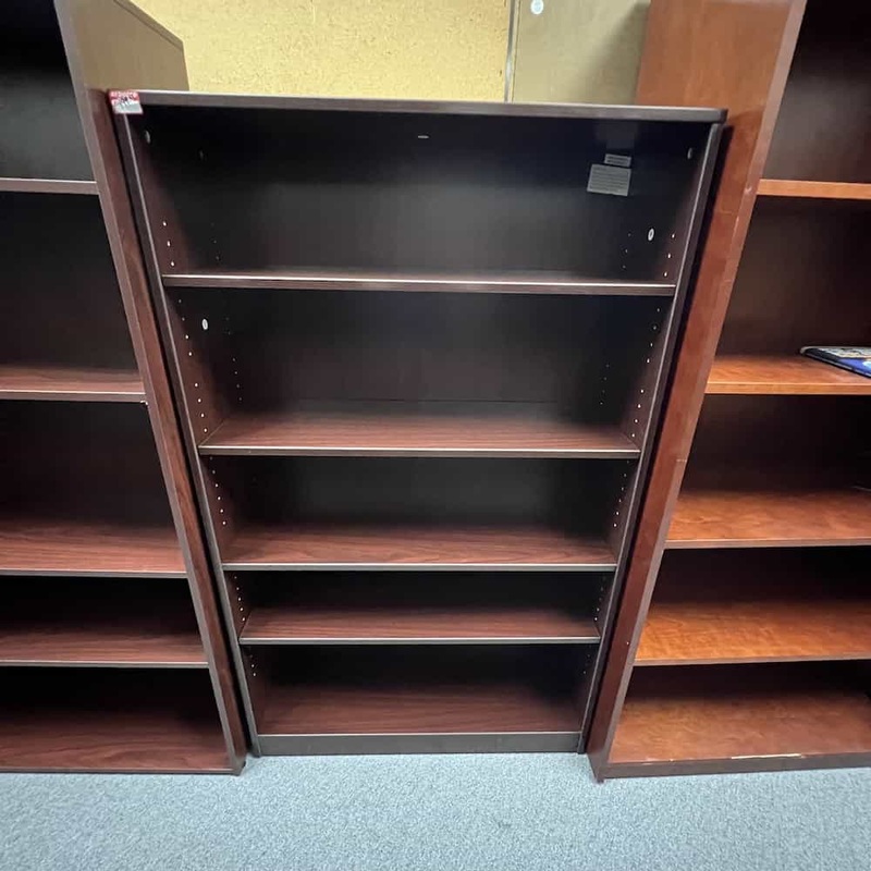 60″ High Mahogany Bookcase – 4 Shelf Office Furniture Liquidations