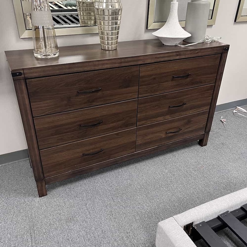 60″ Walnut 6 Drawer Dresser Office Furniture Liquidations