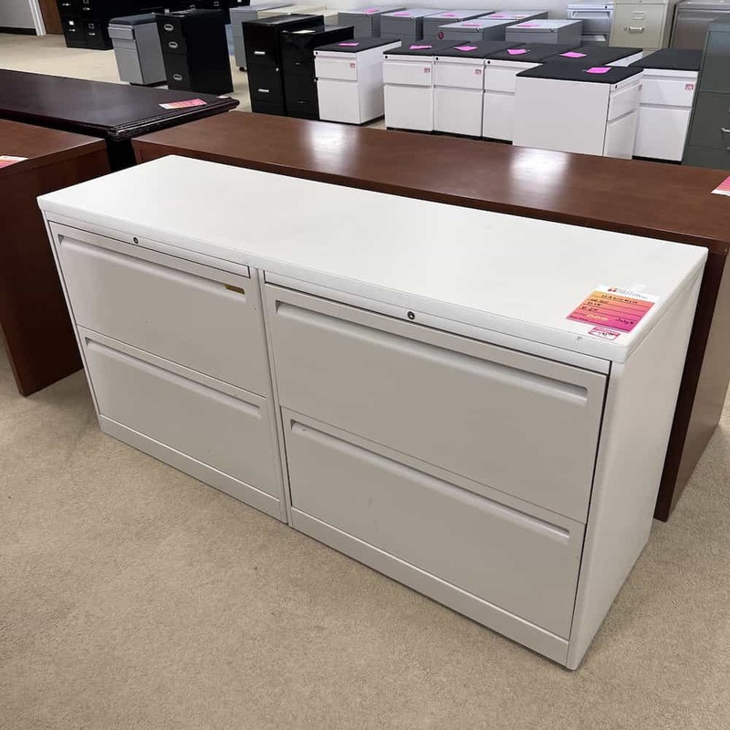 60″ White Haworth 4 Drawer File Credenza Office Furniture Liquidations
