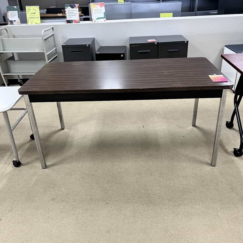 60″ Wide Espresso/Chrome Utility Training Table Office Furniture Liquidations