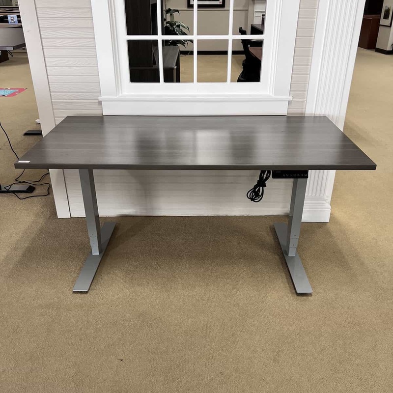 60″ Wide Grey Adjustable Height Programmable Desk Office Furniture Liquidations