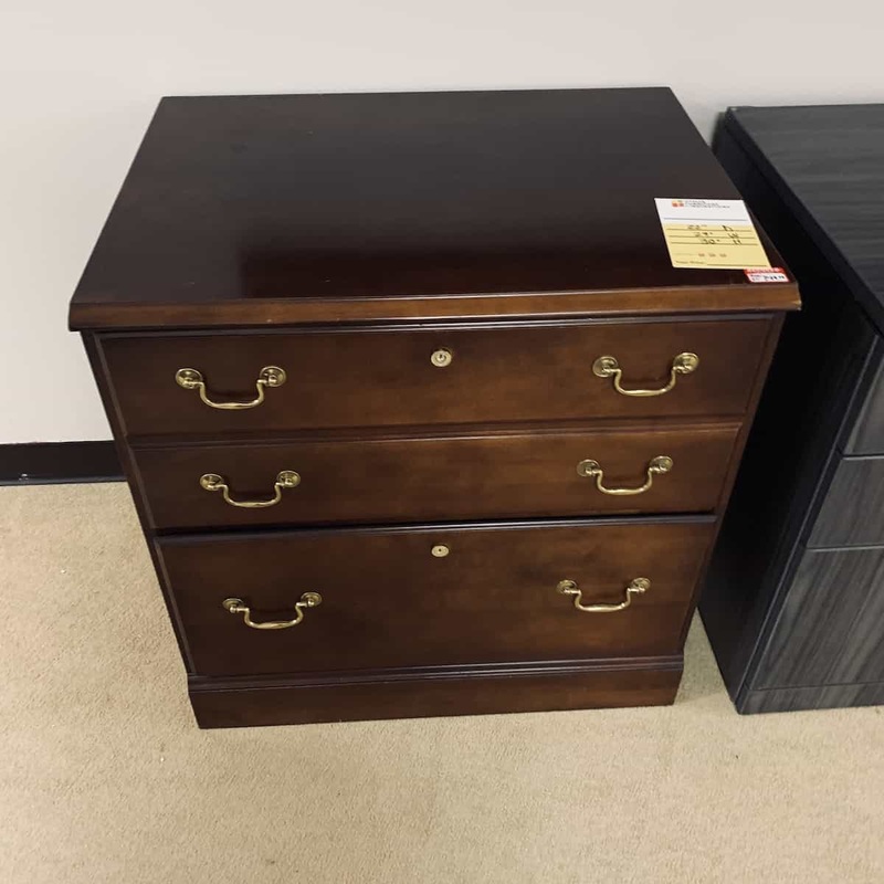 29 Wide Walnut/Gold Traditional Lateral 2 Drawer File Office Furniture Liquidations
