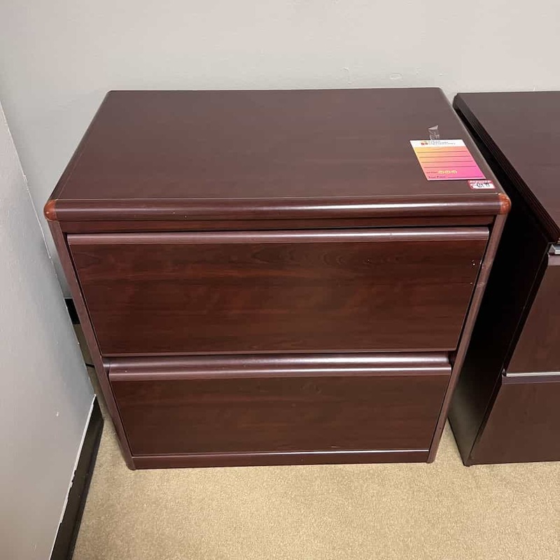 30″ High Mahogany 2 Drawer Lateral File Cabinet Office Furniture Liquidations