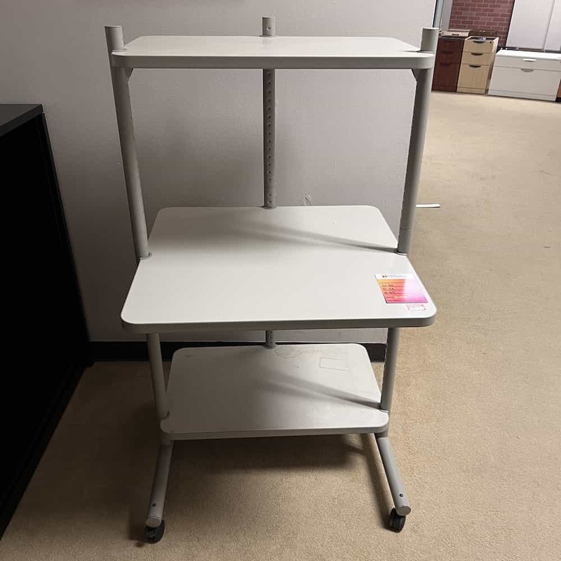 30″ Tan and Beige Rolling Computer Cart Workstation Desk Office Furniture Liquidations