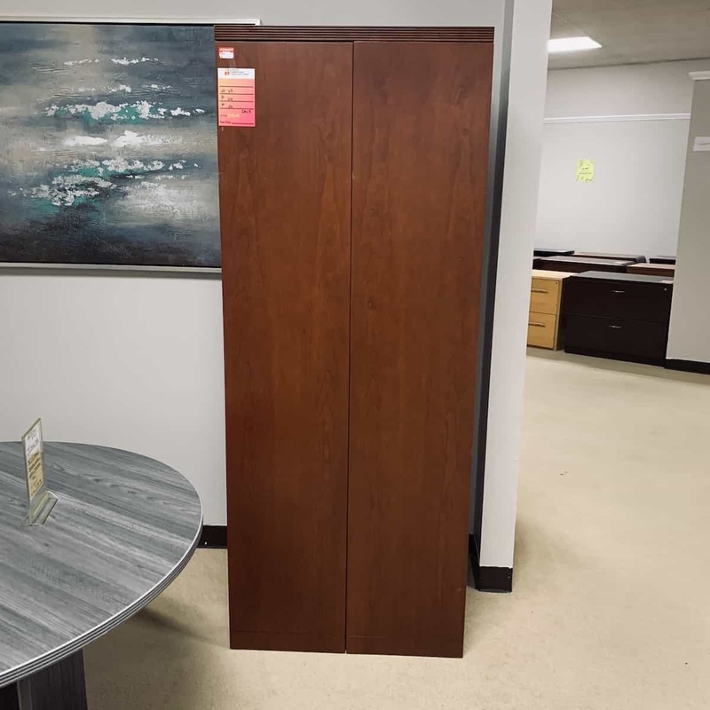 30″ Wide Cherry Modern Storage Cabinet with Wardrobe Office Furniture Liquidations