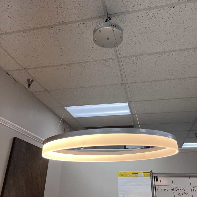 31″ Warm White Modern Halo LED Pendant Light Fixture Office Furniture Liquidations