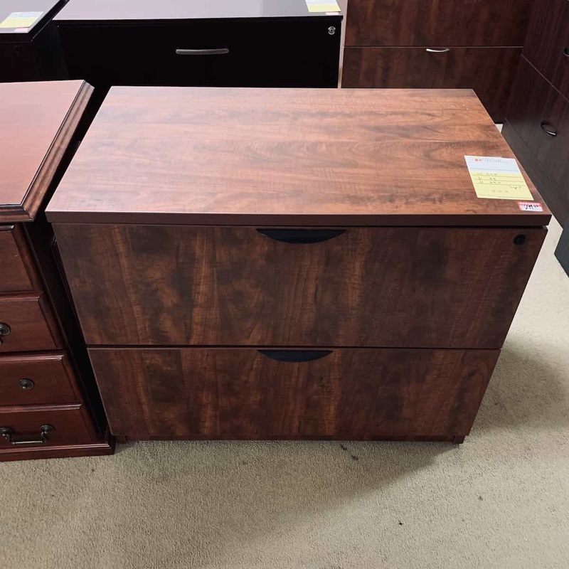 35.5 Wide Cherry/Black Modern Lateral 2 Drawer File Office Furniture Liquidations