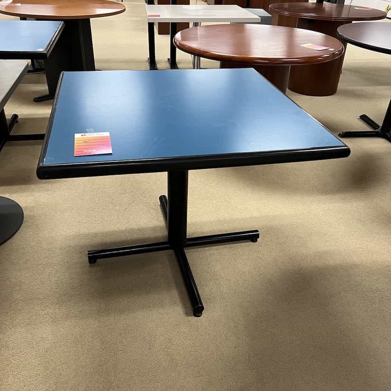 36″ Blue and Black Square Break Room Table Office Furniture Liquidations