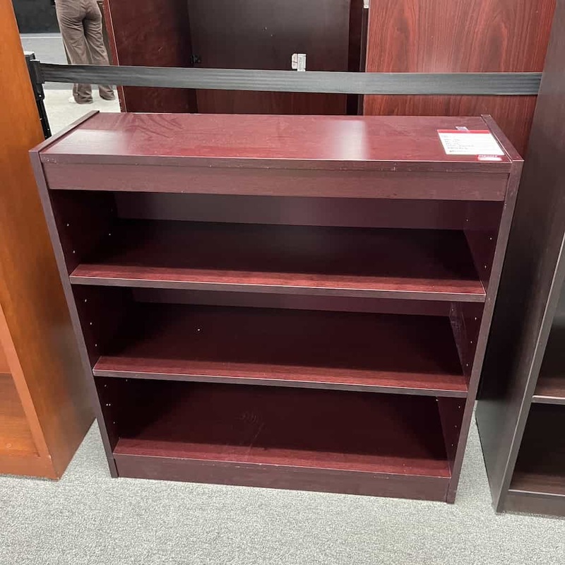 36″ H x 36″ W Mahogany Veneer Bookcase Office Furniture Liquidations