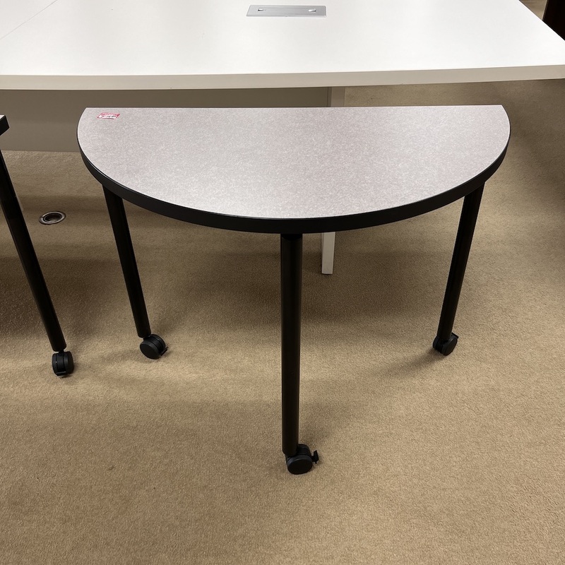 36″ Light Grey/Black Half Circle Break Room Tables Office Furniture Liquidations
