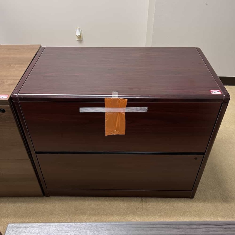 36″ w x 30″ h Mahogany Laminate 2 Drawer Lateral File Office Furniture Liquidations