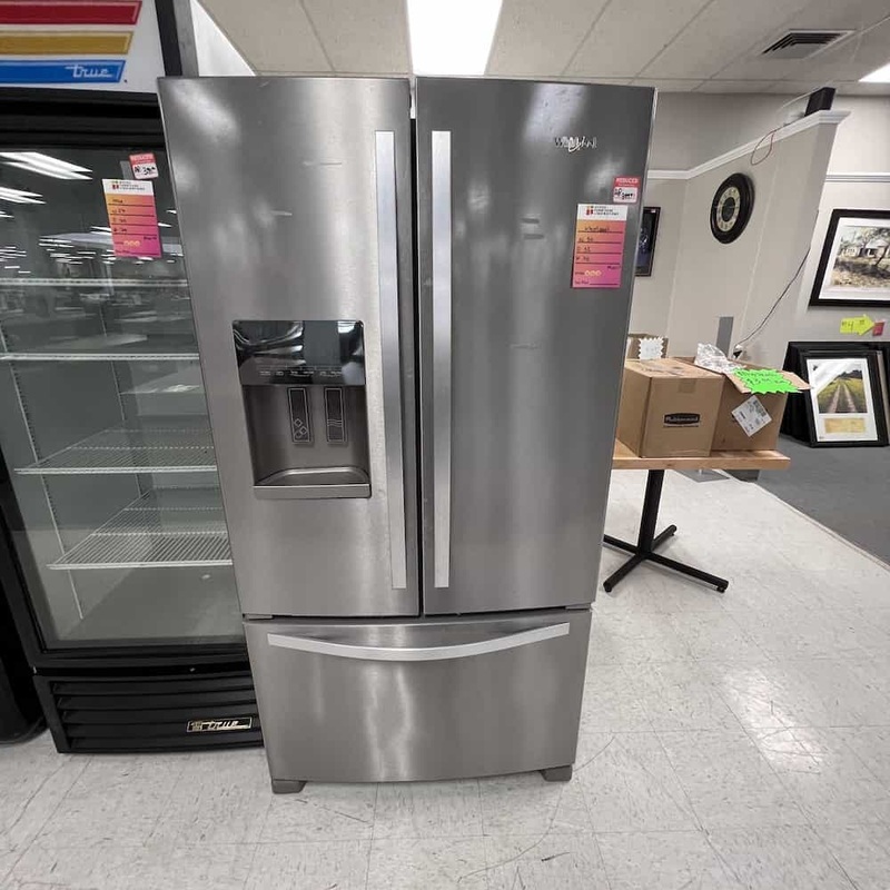 36″ Whirlpool Stainless Steel French Door Freezer Bottom Refrigerator and Ice Maker Office Furniture Liquidations