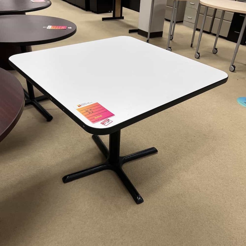 36″ White and Black Square Break Room Table Office Furniture Liquidations