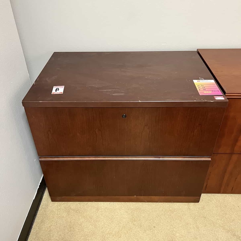 36″ Wide Mahogany Modern 2 Drawer Lateral Office Furniture Liquidations