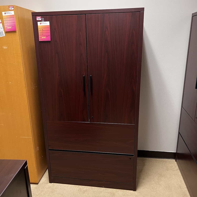 36″ Wide Mahogany Storage Cabinet with 2 Drawer Lateral Office Furniture Liquidations