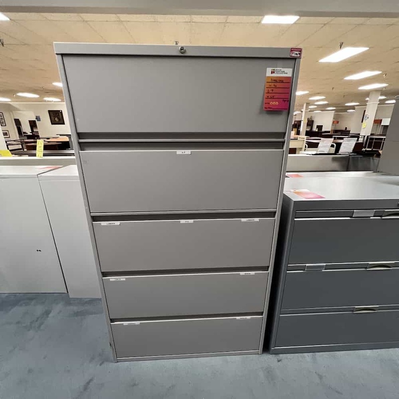 36″ Wide Steelcase Grey Lateral File – 5 Drawer Office Furniture Liquidations