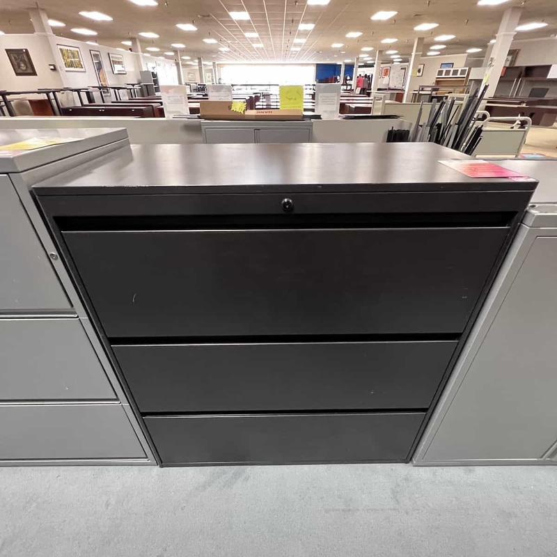 36″ Wide Trendway Dark Grey Metal Lateral File – 3 Drawer Office Furniture Liquidations