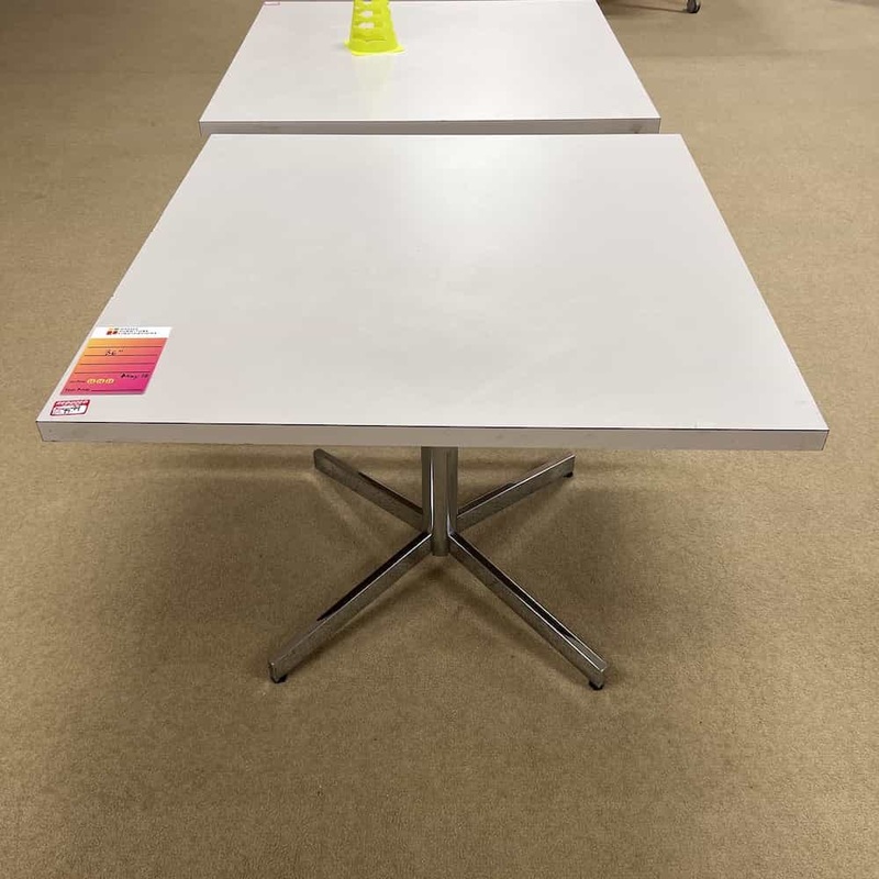 36″ Wide White/Chrome Square Break Room Table Office Furniture Liquidations