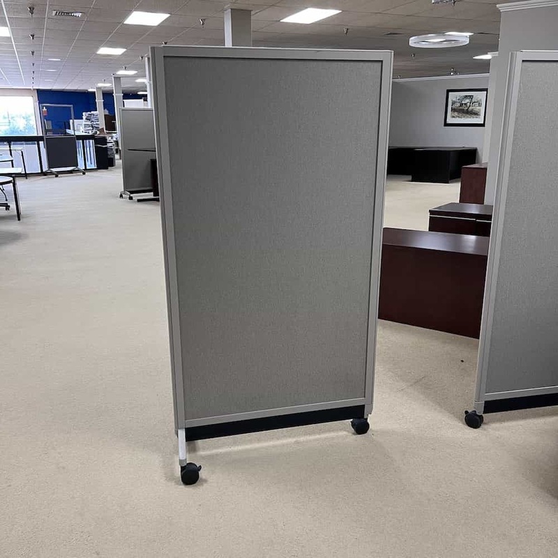 36″ x 66″ Grey Free Standing Rolling Office Panel Dividers – Solid Fabric Office Furniture Liquidations