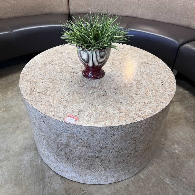 37″ Tan Stone-look Solid Block Modern Coffee Table Office Furniture Liquidations