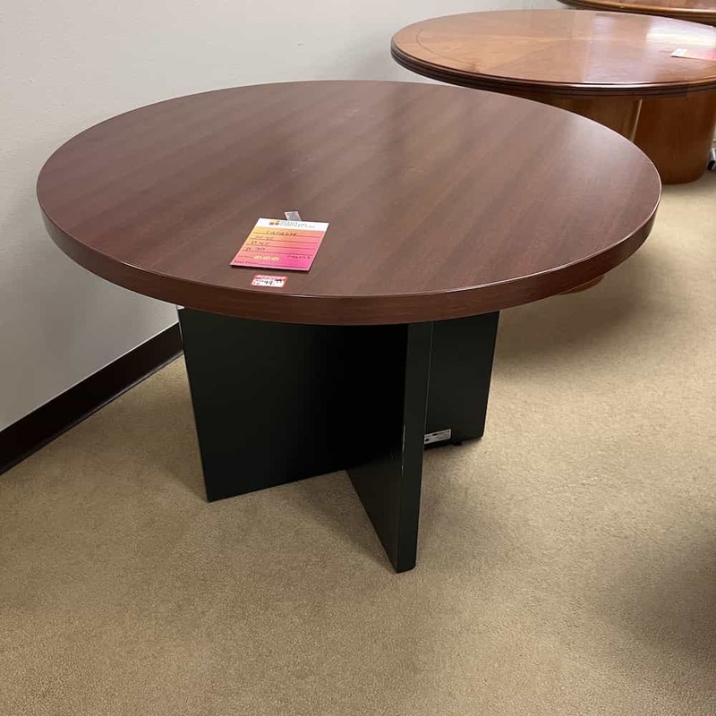 42″ Lacasse Cherry and Green Round Break Room Table Office Furniture Liquidations