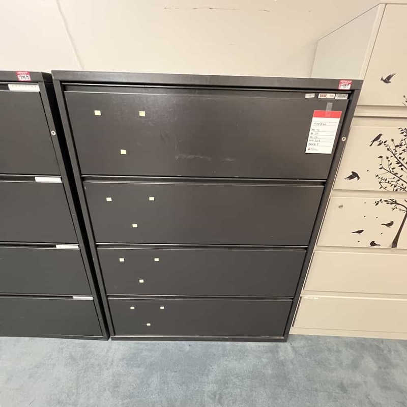 42″ W x 56″ H Meridian Dark Grey Metal 4 Drawer Lateral File Office Furniture Liquidations