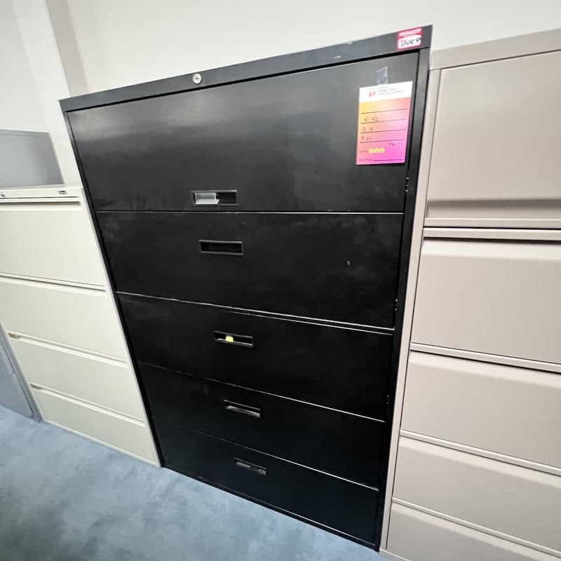 42″ Wide Black Metal Lateral File – 4 Drawer, 1 Retractable Office Furniture Liquidations