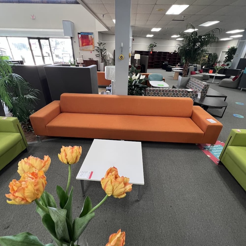 10.6 Ft NienKamper Heather Orange Upholstered Sofa Couch Office Furniture Liquidations