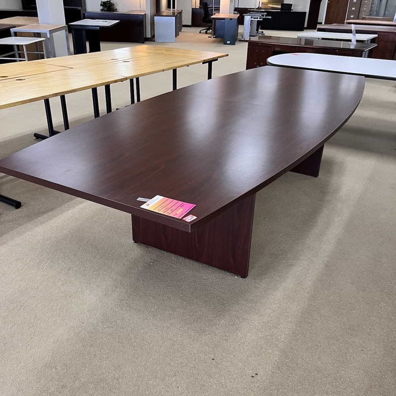 10 ft Mahogany Boat Shaped Conference Table Office Furniture Liquidations
