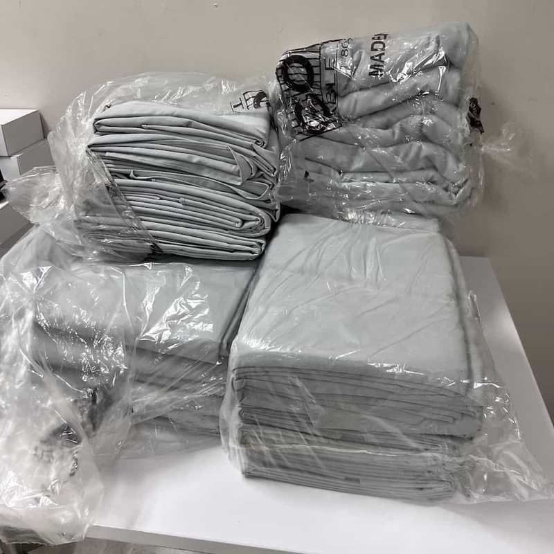 120″ Light Grey Round Hemmed Commercial Tablecloth Office Furniture Liquidations