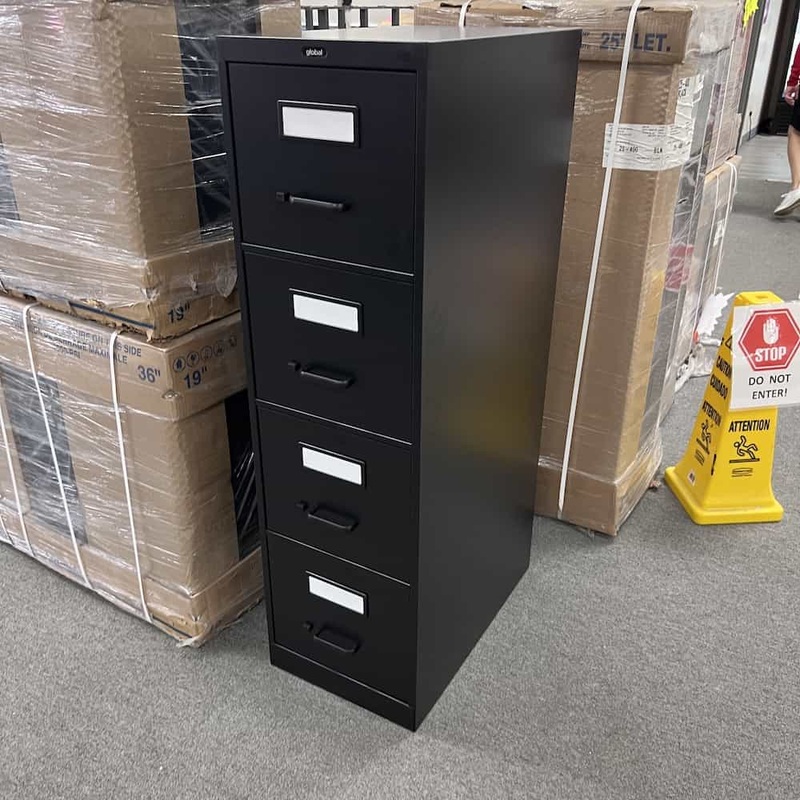 15″ W x 52″ H Global Black Metal 4 Drawer Vertical File Office Furniture Liquidations