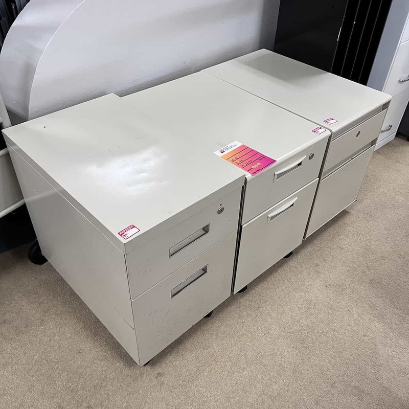 15″ Wide Cream White Rolling Vertical Pedestal – Box/File Office Furniture Liquidations