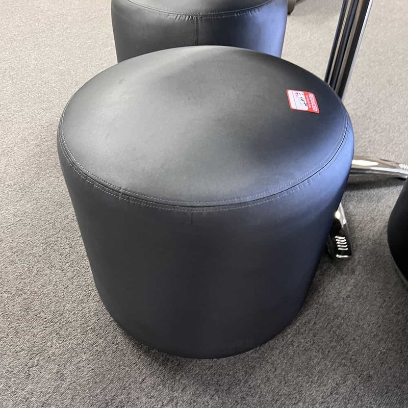 19″ Martin Brattrud Gunmetal Grey Round Pouf Ottoman Office Furniture Liquidations