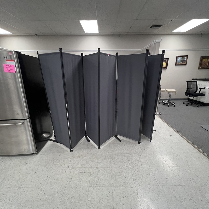 22″ – 176″ W x 71″ H Grey Fabric Accordion Folding Privacy Panel Office Furniture Liquidations