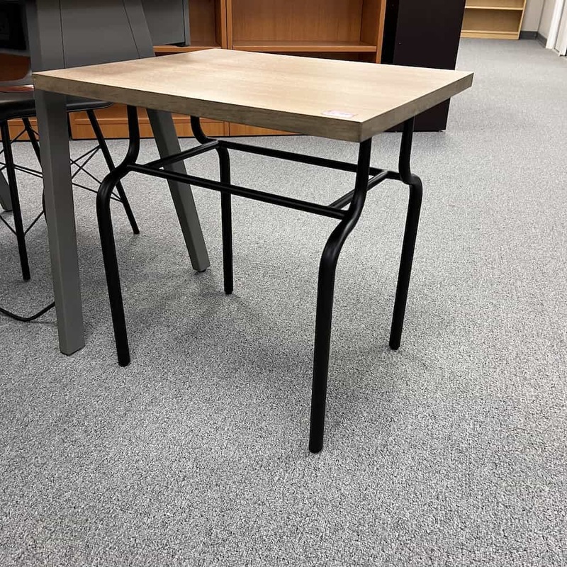24″ Oak Laminate and Black Modern Farmhouse Side Table Office Furniture Liquidations