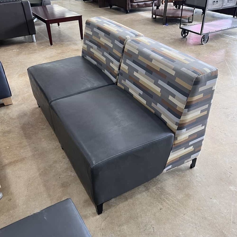 27″ Modular Seating Grey and Tan Sectional Sofa Seat Office Furniture Liquidations