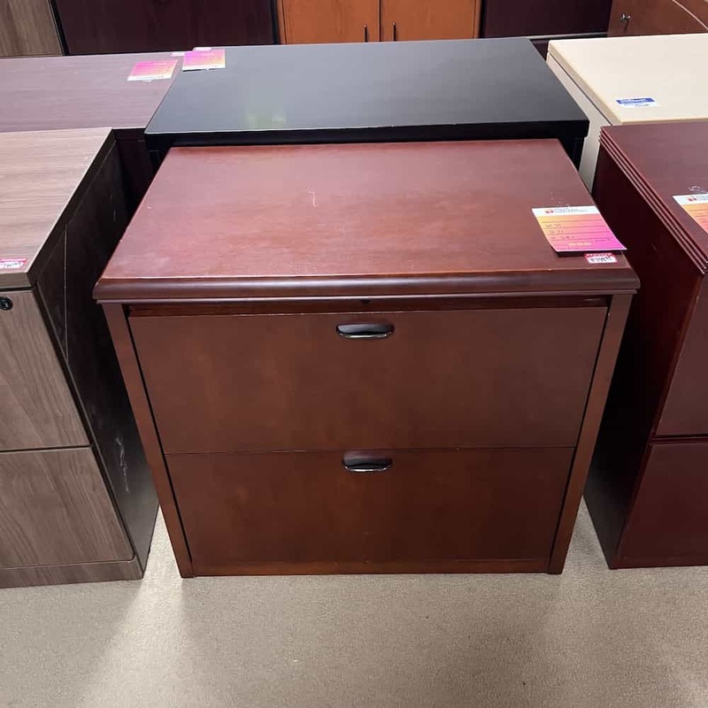 28.5″ High Cherry 2 Drawer Lateral File Cabinet Office Furniture Liquidations