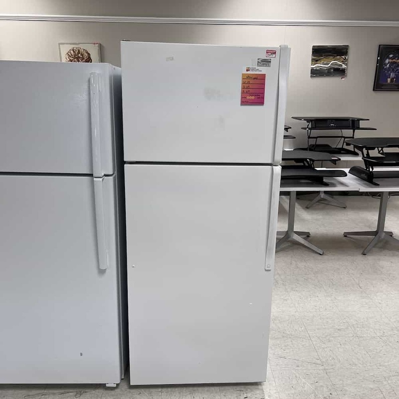 28″ White Whirlpool Freezer Top Used Refrigerator with Ice Maker Office Furniture Liquidations
