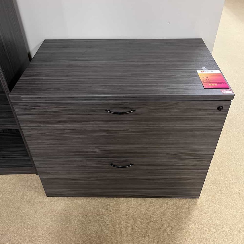 29″ High Dark Grey and Black 2 Drawer Lateral File Cabinet Office Furniture Liquidations