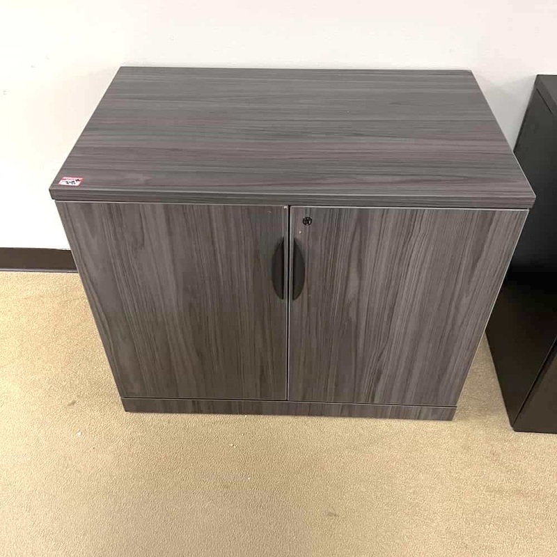 29″ High Grey and Black Storage Cabinet Office Furniture Liquidations