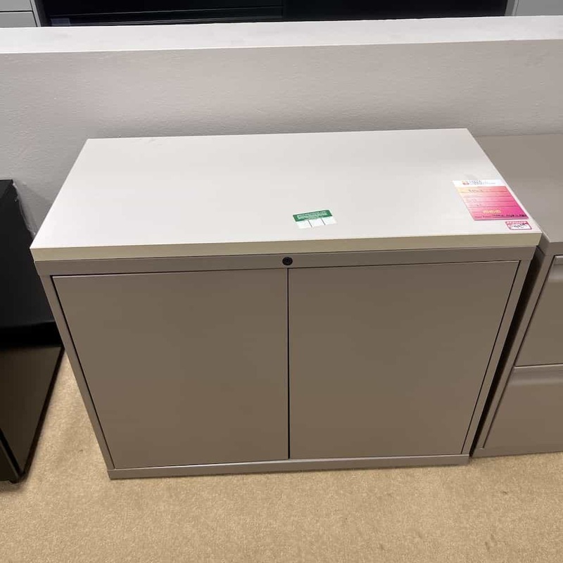 29″ High Knoll Tan and Beige Metal 2 Door Storage Cabinet – Laminate Top Office Furniture Liquidations