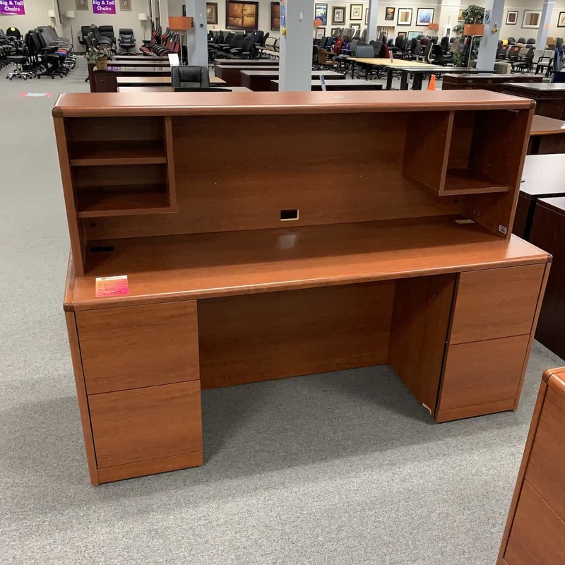 72 Wide Cherry Modern Rounded Edge Credenza with Hutch Office Furniture Liquidations