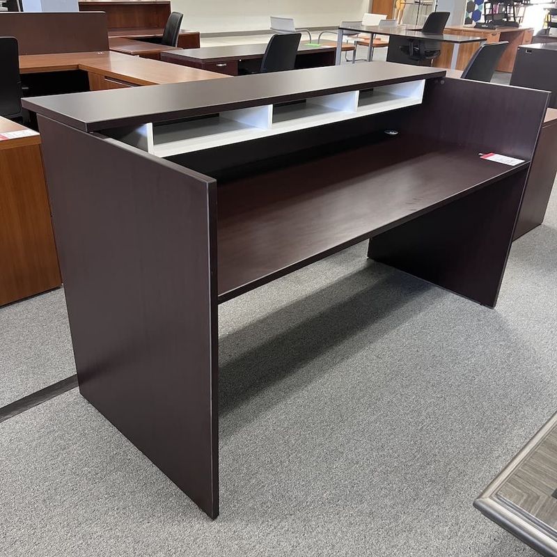72″ x 36″ Espresso and White Reception Desk Shell – Laminate Transaction Top Office Furniture Liquidations
