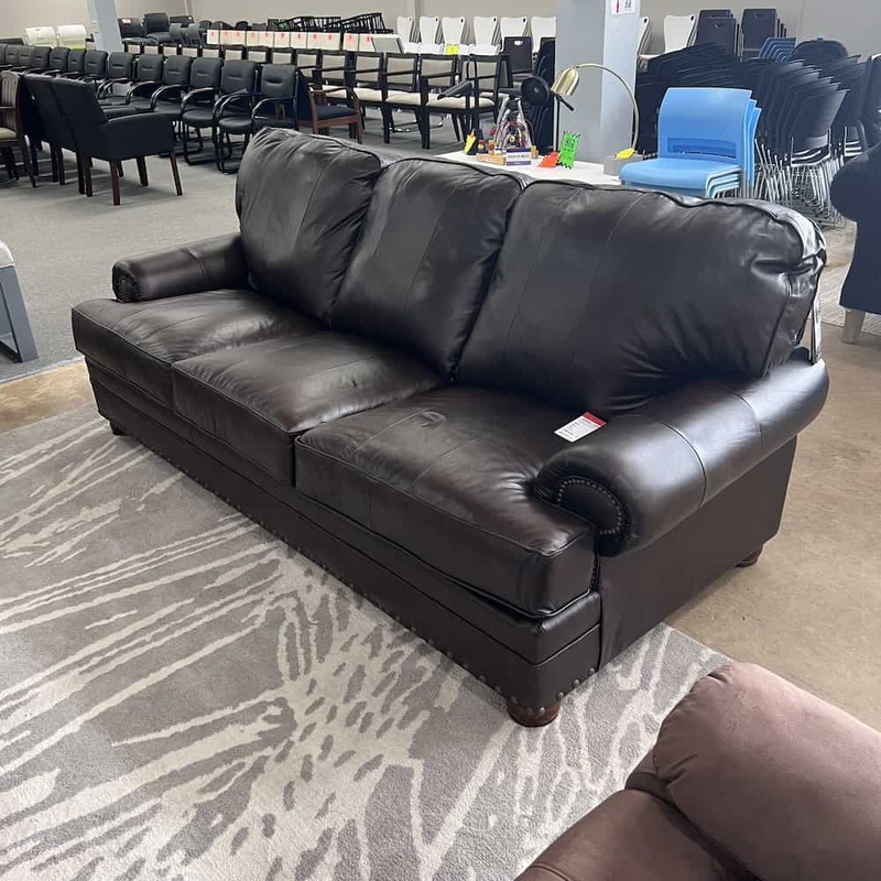 93″ Jackson Furniture Brown Leather Sofa Couch Office Furniture Liquidations