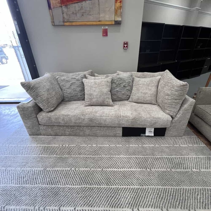96″ x 41″ Albany Industries Grey Furry Sofa Couch Office Furniture Liquidations