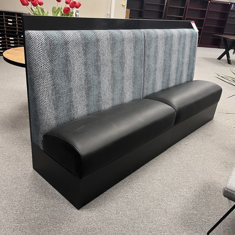98″ Black Vinyl and Teal Upholstered Restaurant Wall Booth Bench Office Furniture Liquidations