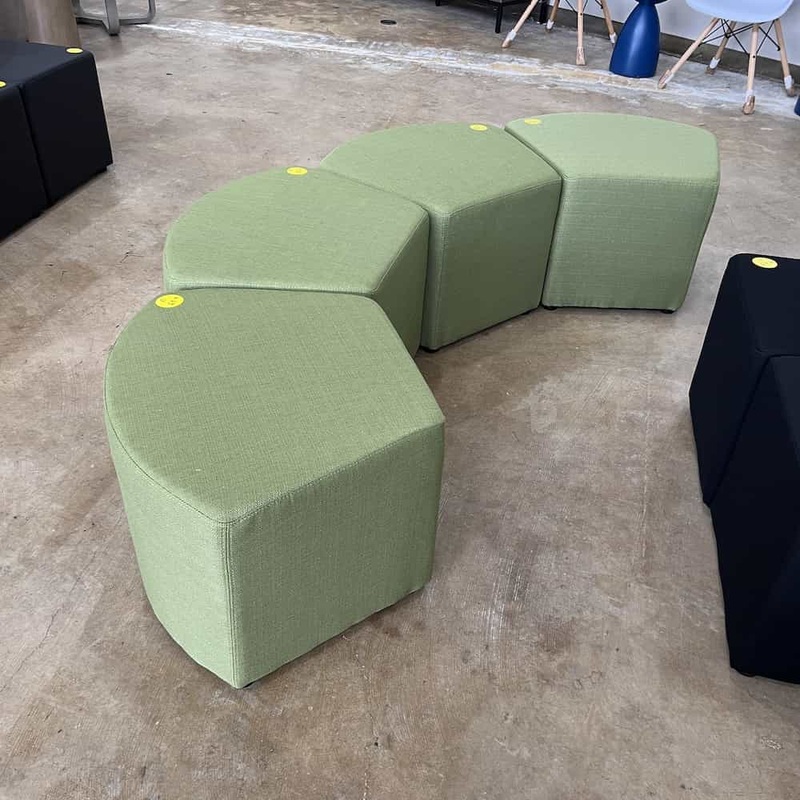 New – 26″ Green Upholstered Pentagon Modular Furniture Ottoman Office Furniture Liquidations