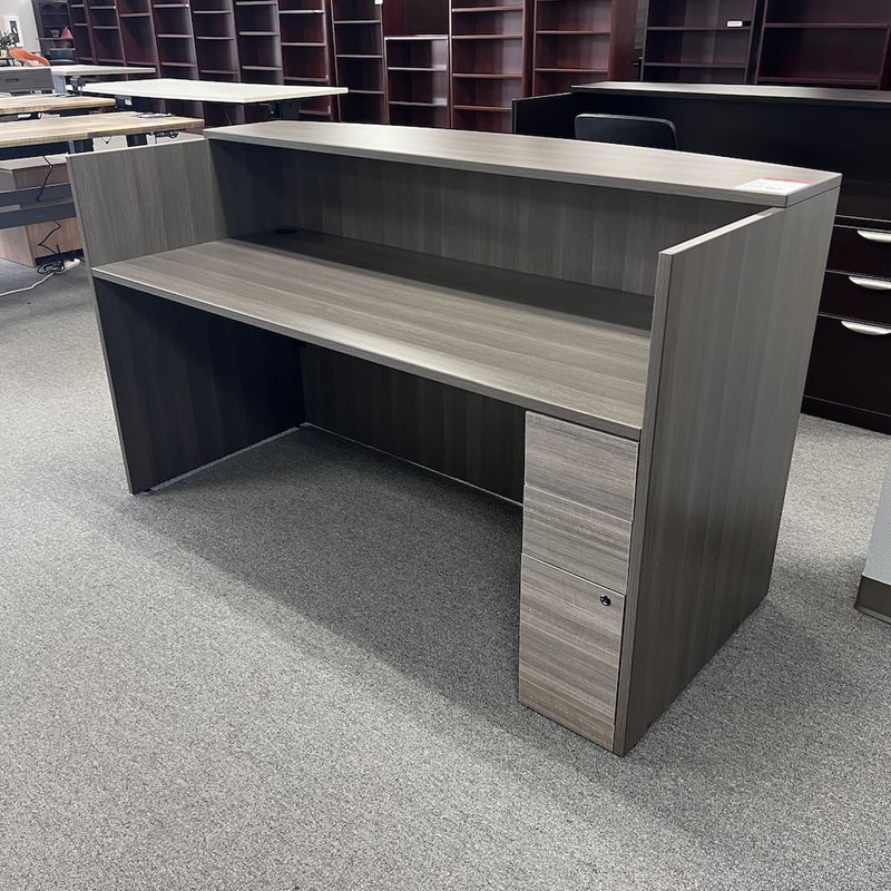 New – 71″ x 36″ Reception Desk with Transaction Top and Small Box/box/file Office Furniture Liquidations